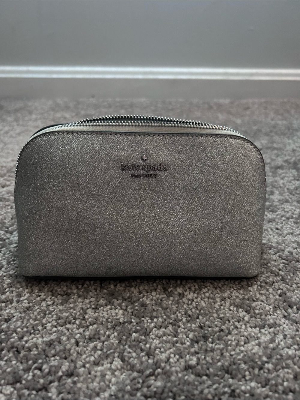 kate spade Metallic Silver Dome Toiletry Pouch